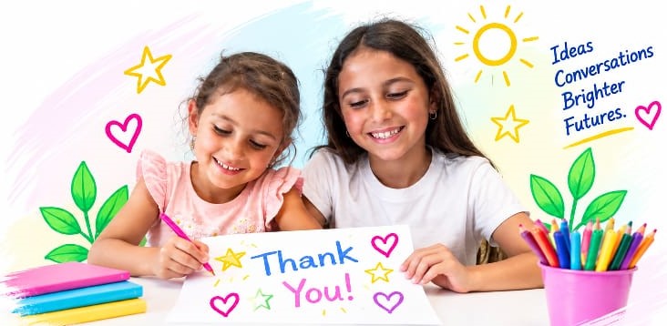 A Bright Dreamer writing a thank-you card