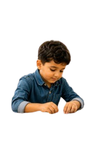 A boy building and creating at a table