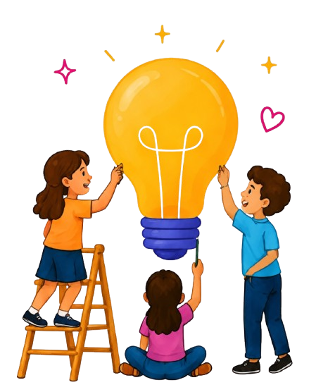 Children working together on a bright idea