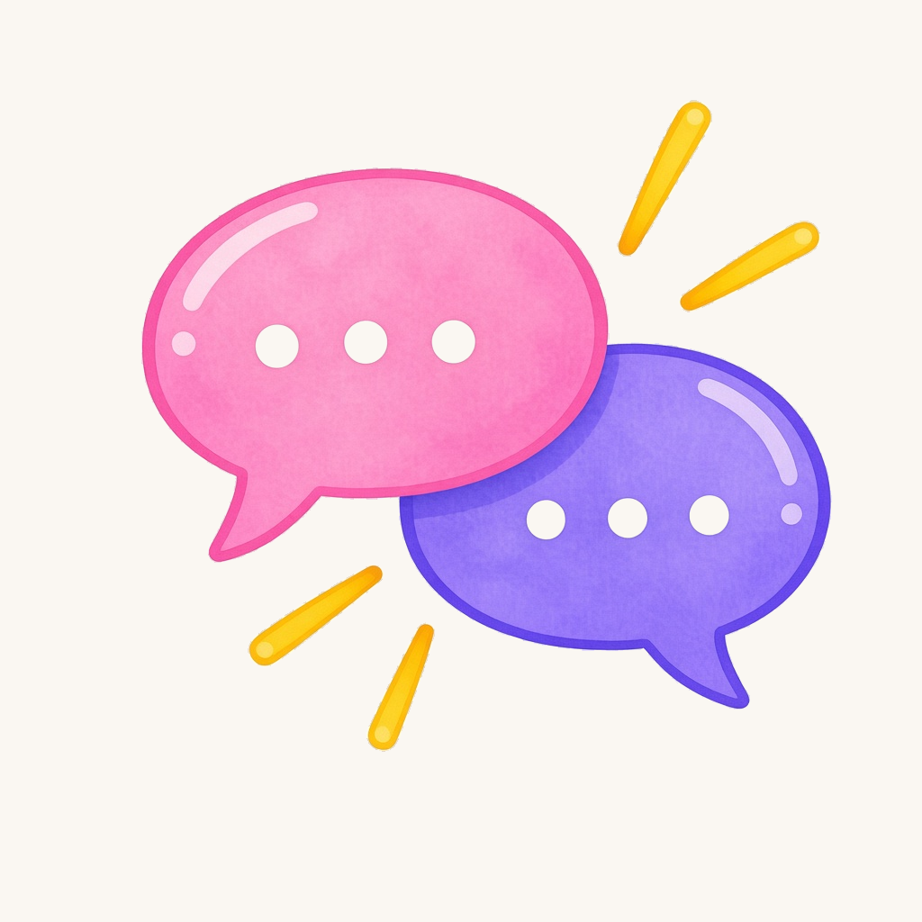 Colorful speech bubbles representing children sharing ideas